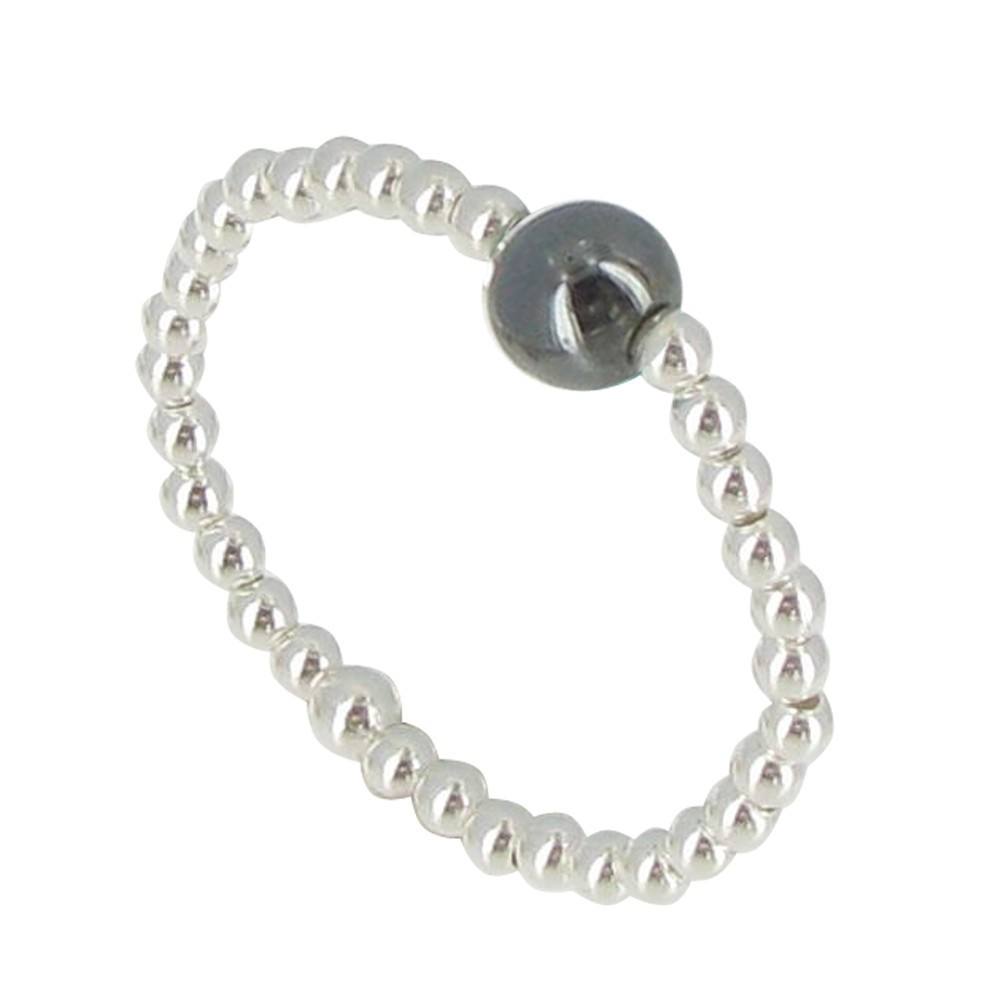 LES POULETTES BIJOUX Bague Bille Argent et Perle dHématite - taille 62