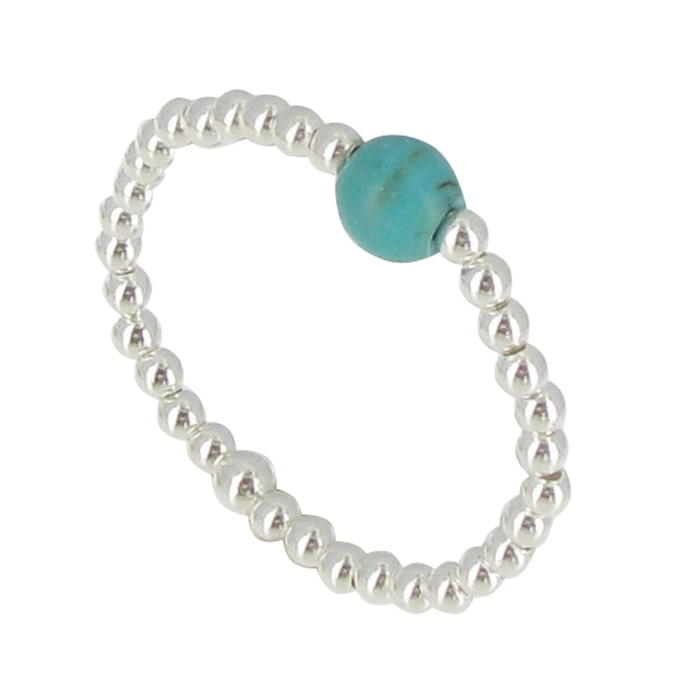 LES POULETTES BIJOUX Bague Bille Argent et Perle de Turquoise Reconstituée - taille
