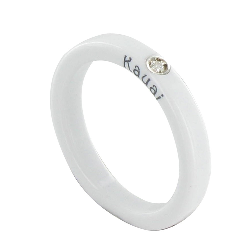 LES POULETTES BIJOUX Bague Diamant Blanc Résine Blanche et Argent 925