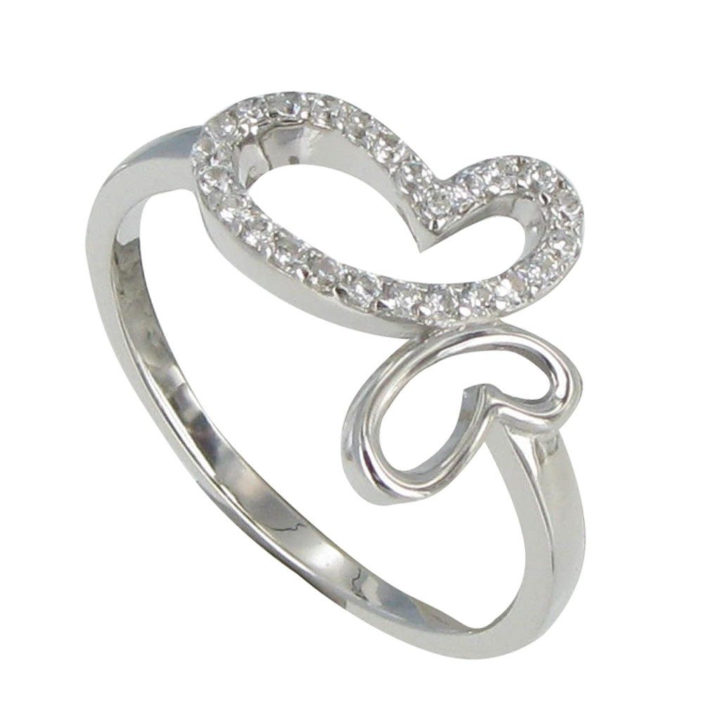 LES POULETTES BIJOUX Bague Argent Papillon et Une Aile de Strass - taille 58