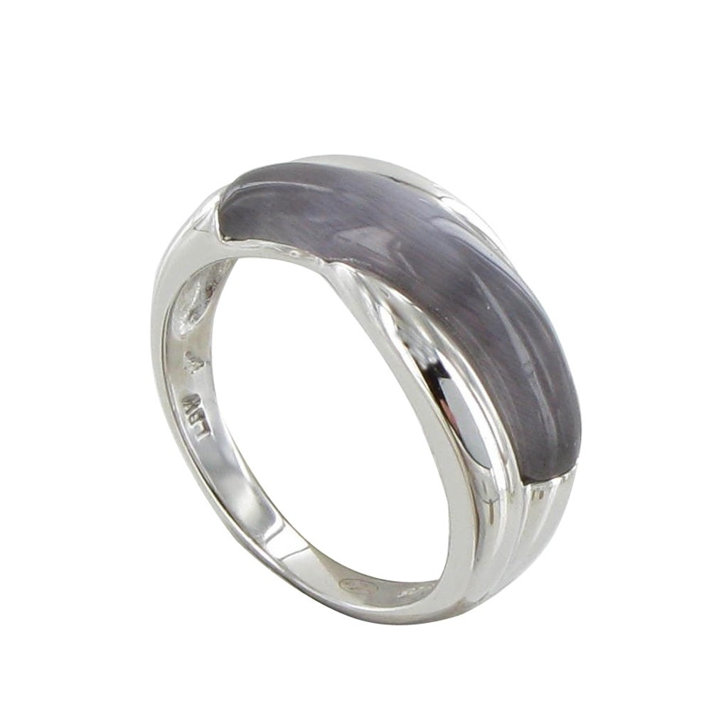 LES POULETTES BIJOUX Bague Argent Anneau Oeil de Chat Gris - taille 50