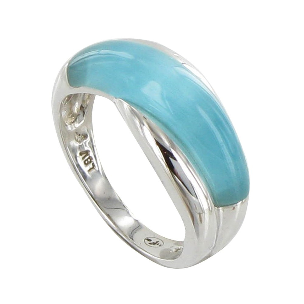 LES POULETTES BIJOUX Bague Argent Anneau Oeil de Chat Turquoise - taille 56