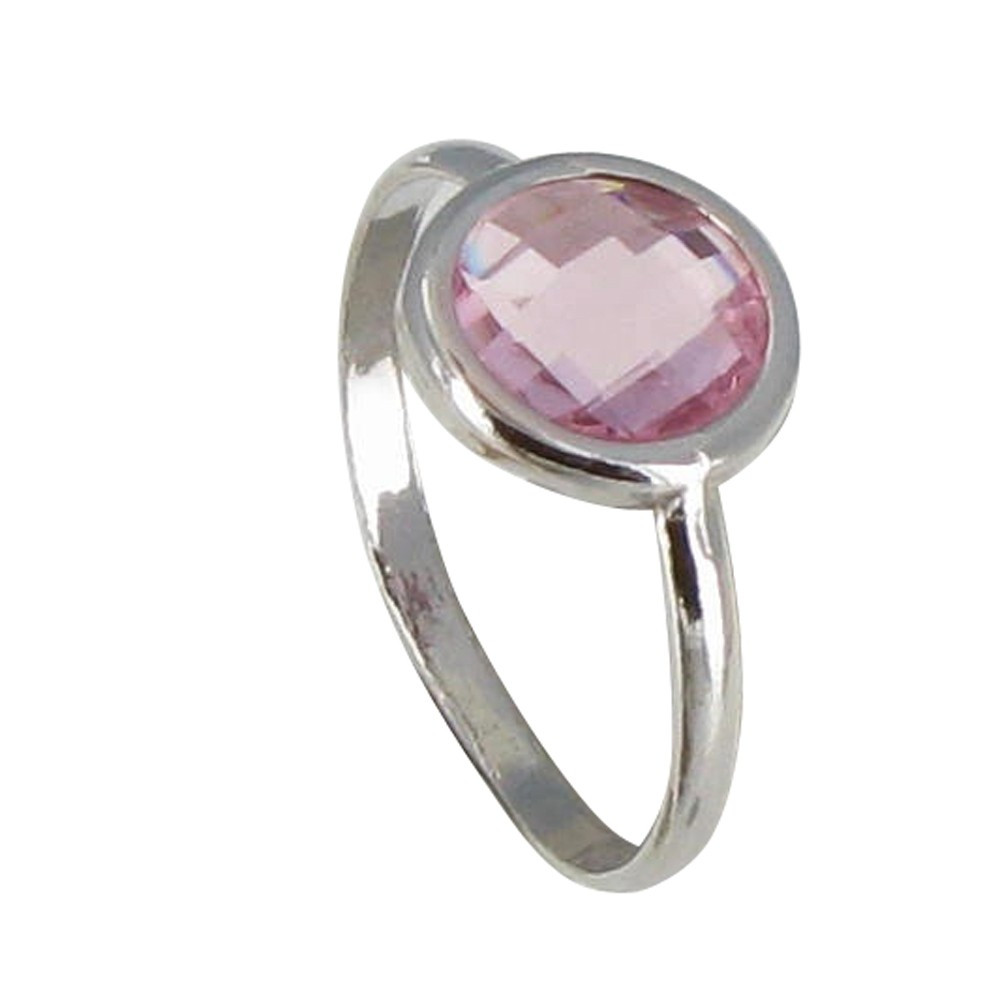 LES POULETTES BIJOUX Bague Argent Rond Cristal Rose