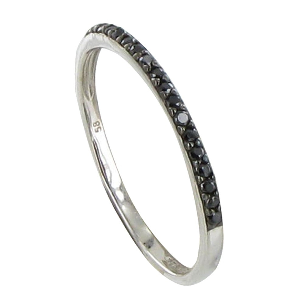 LES POULETTES BIJOUX Bague Argent Alliance Strass Noir - taille 52