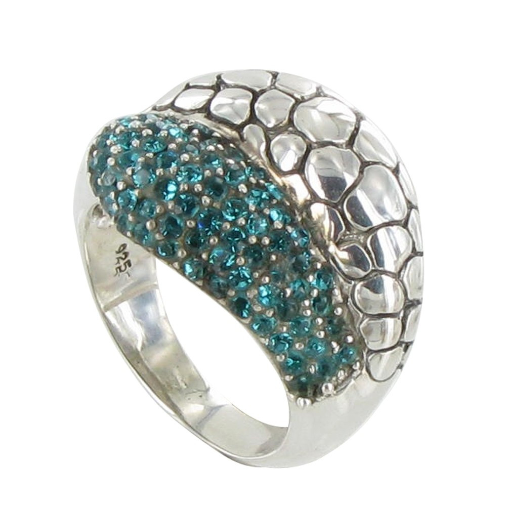 LES POULETTES BIJOUX Bague Argent Serpent et Cristal Vert - taille 54