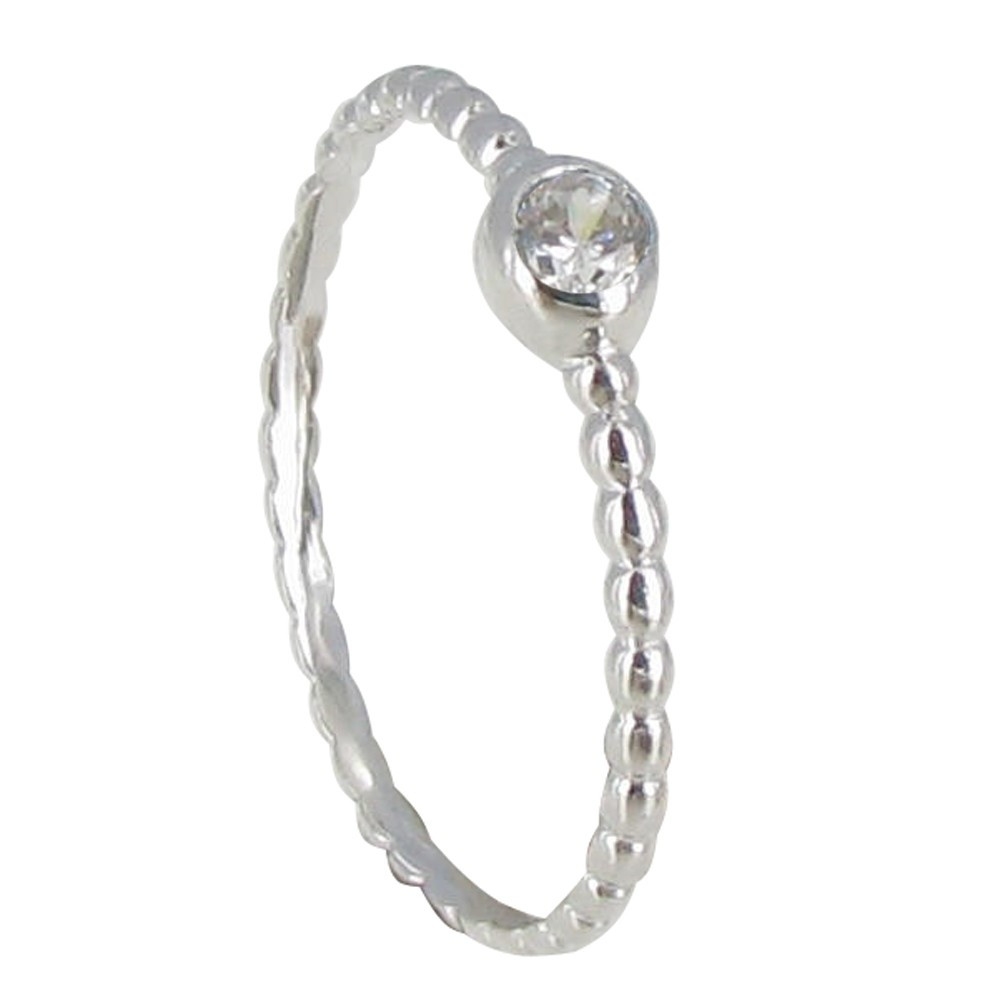 LES POULETTES BIJOUX Bague Argent 925 Anneau de Billes et strass Cristal - taille 50