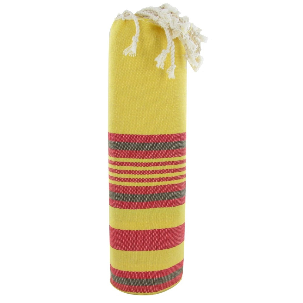 LES POULETTES BIJOUX Fouta Drap Plage et Hammam Coton Jaune Rayé Rouge Noire Orange