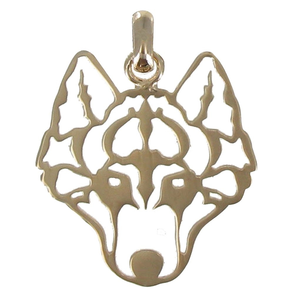 LES POULETTES BIJOUX V Pendentif Plaqué Or Tête de Loup