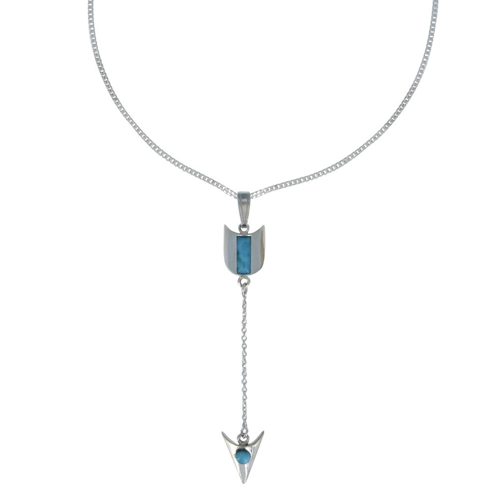 LES POULETTES BIJOUX Collier Chaine Argent Pendentif Flèche de Larimar