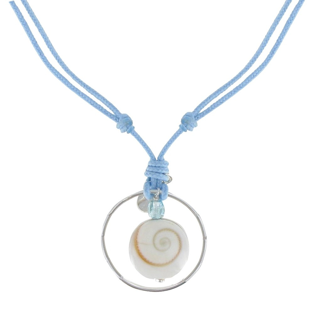 LES POULETTES BIJOUX Collier Lien Bleu Anneau Argent et Oeil de Ste Lucie