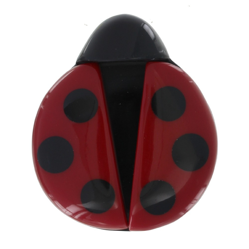 LES POULETTES BIJOUX Broche Coccinelle Résine Rouge et Noire