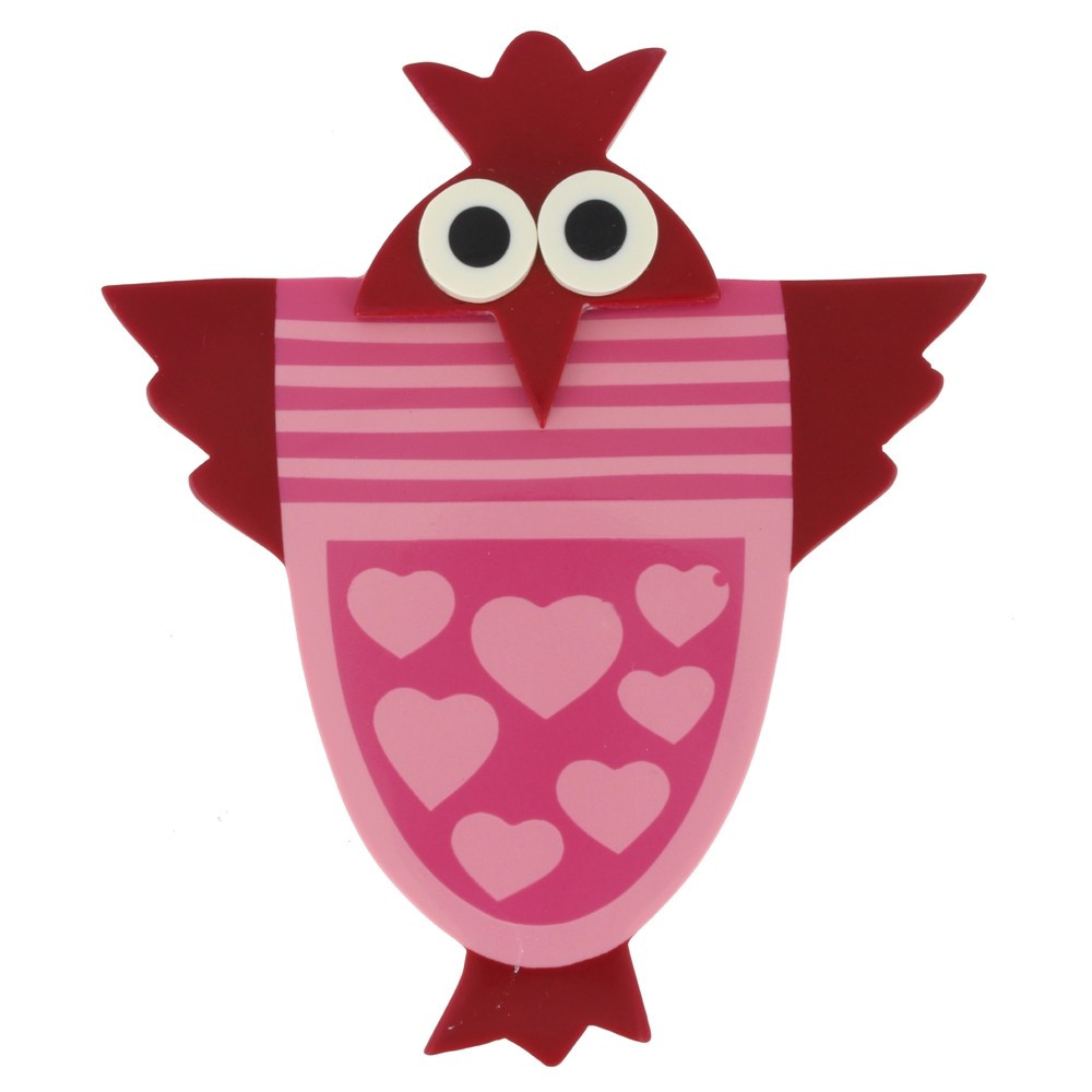 LES POULETTES BIJOUX Broche Poulette Résine Fuchsia et Rouge
