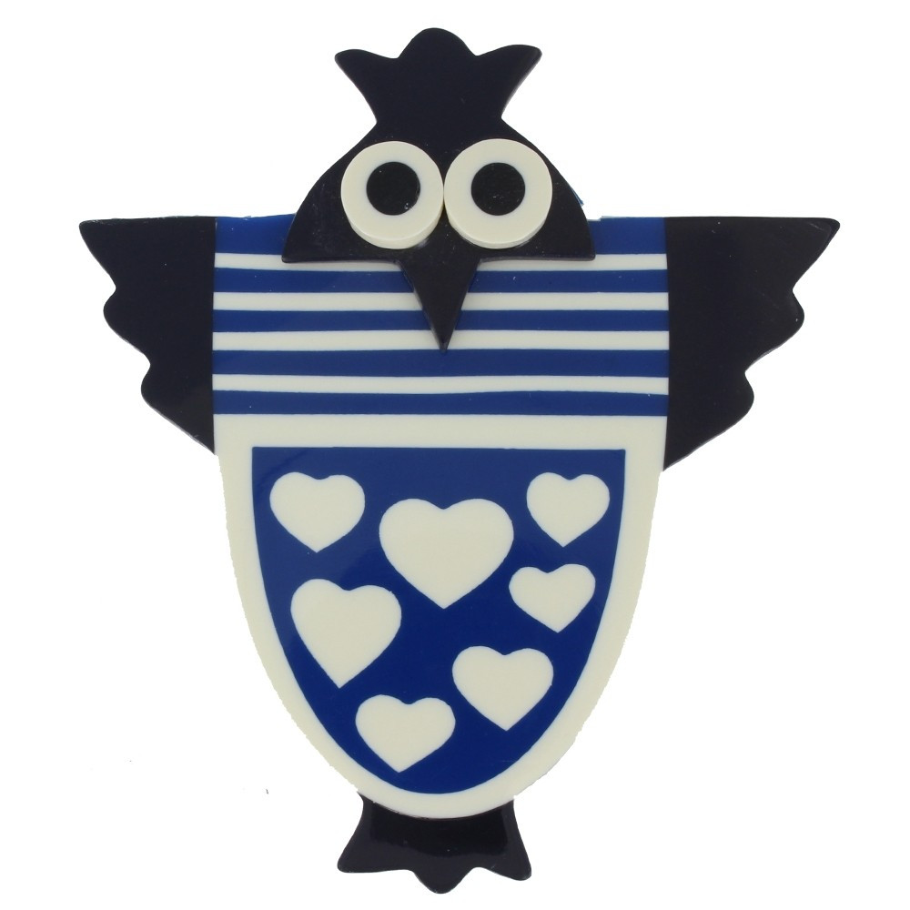 LES POULETTES BIJOUX Broche Poulette Résine Bleue et Noire