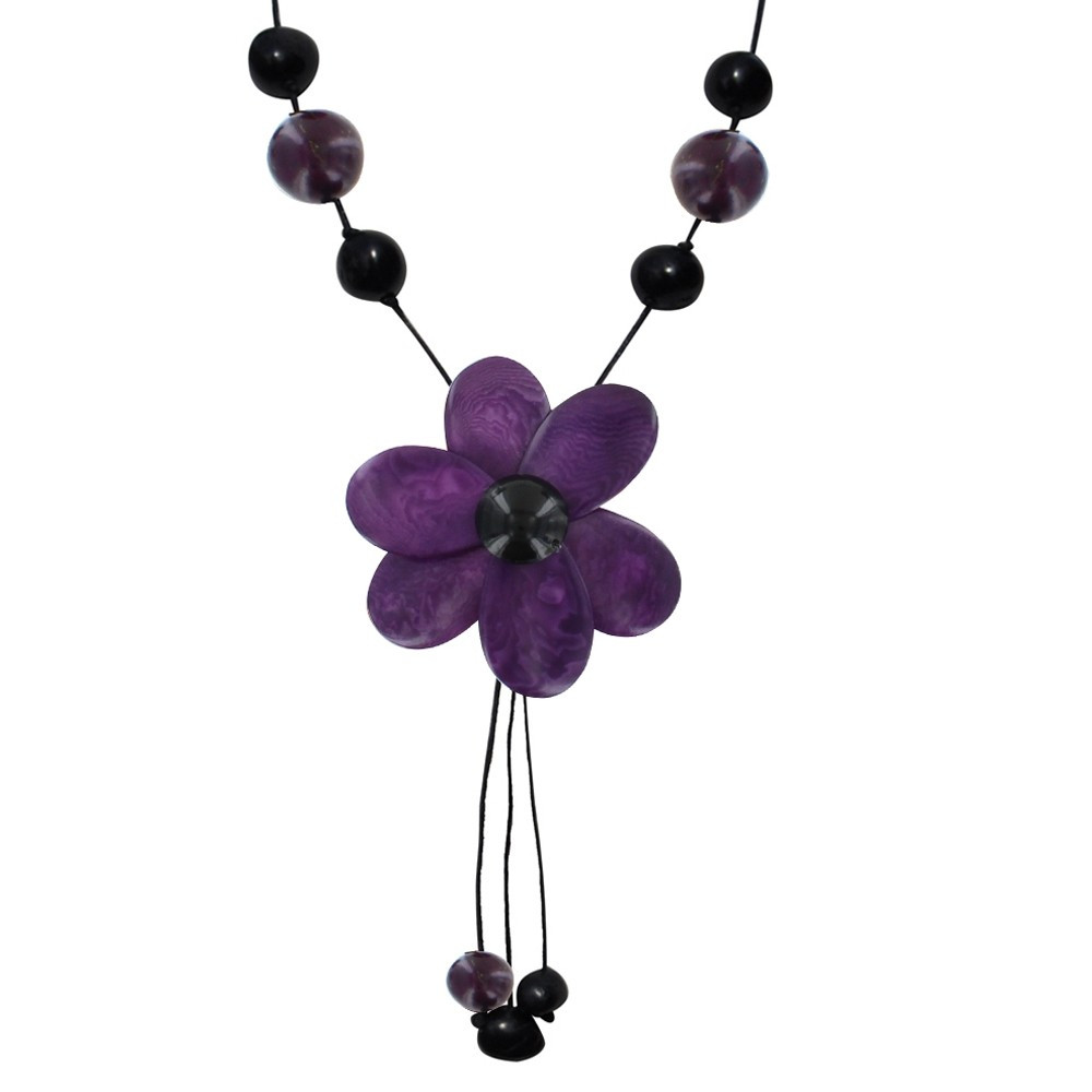 LES POULETTES BIJOUX Collier Fleur de Tagua - Classics - Violet