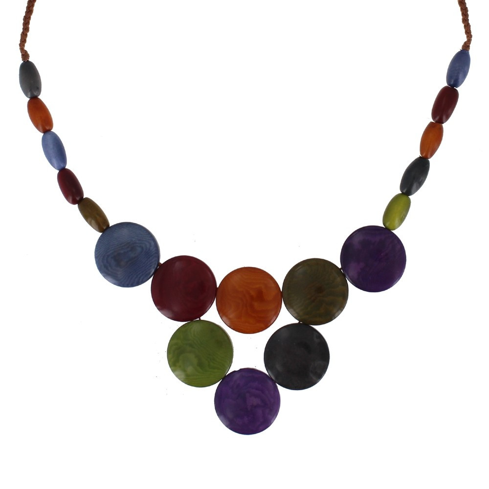LES POULETTES BIJOUX Collier Tagua Pastilles Multicolore Automne