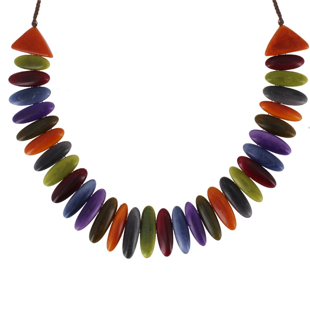 LES POULETTES BIJOUX Collier Tagua Plastron Multicolore Automne