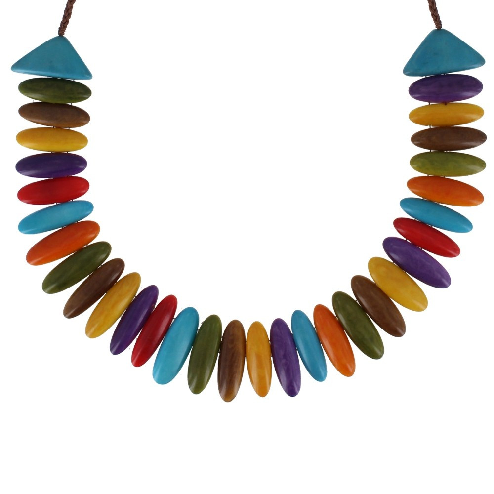 LES POULETTES BIJOUX Collier Tagua Plastron Multicolore Eté