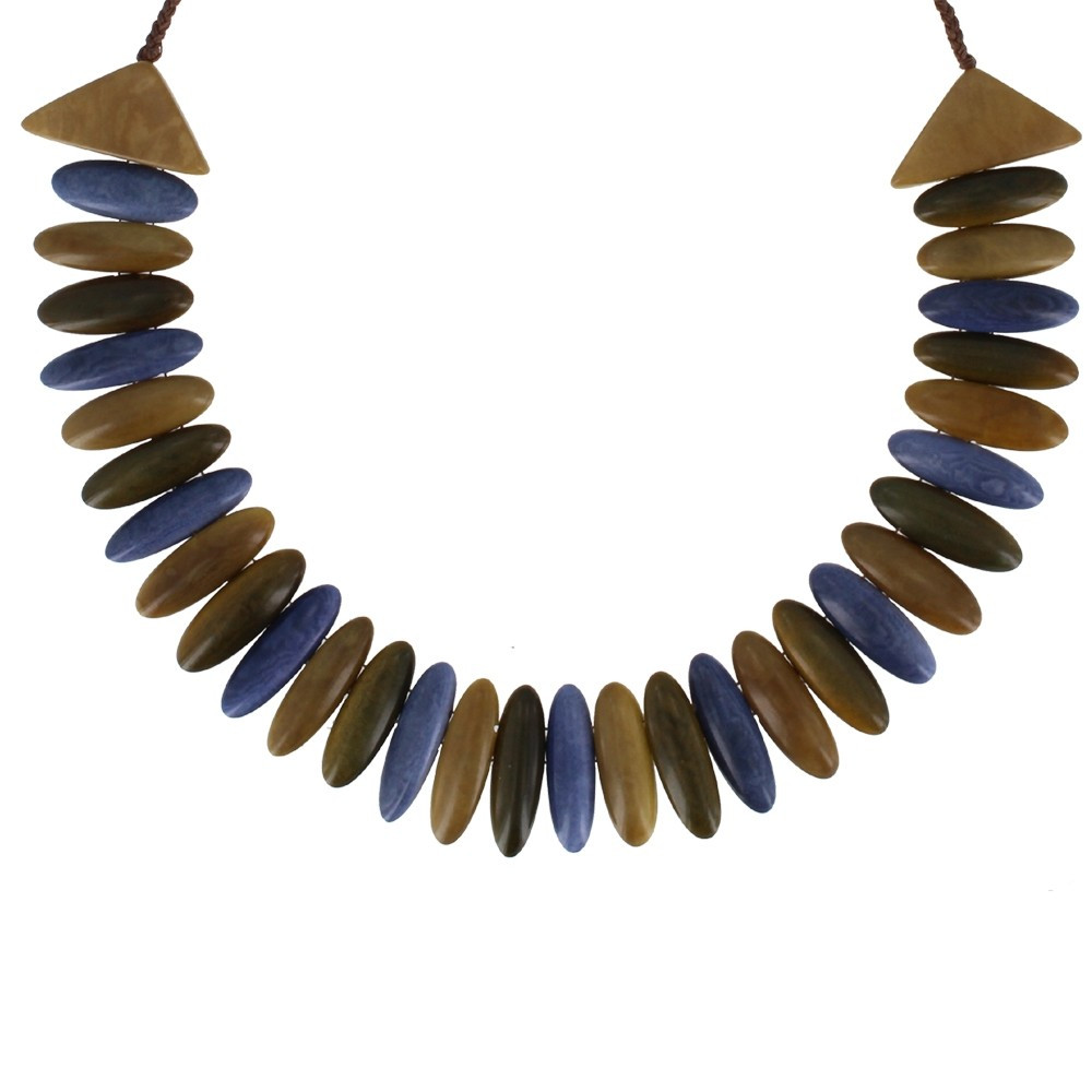 LES POULETTES BIJOUX Collier Tagua Plastron Gris Ardoise Kaki