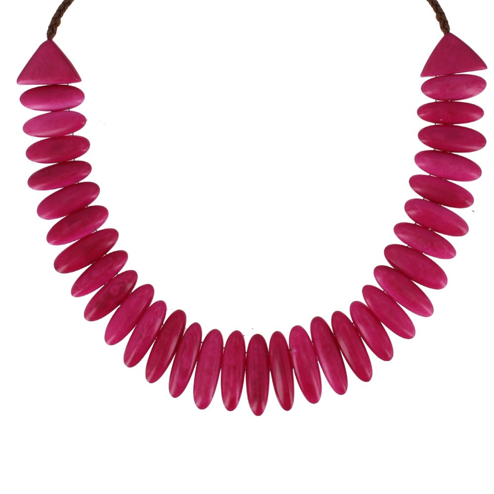 LES POULETTES BIJOUX Collier Tagua Plastron - Classics - Fuchsia