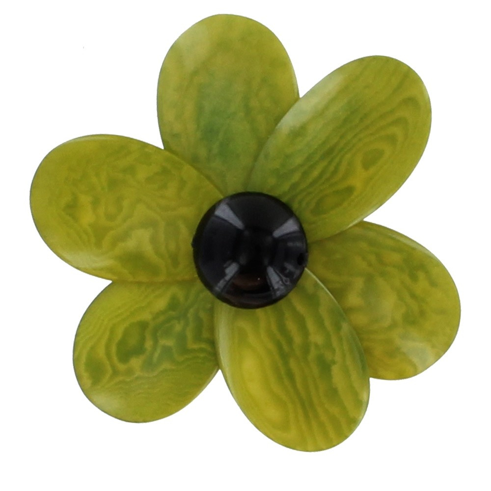 LES POULETTES BIJOUX Broche Fleur en Tagua - Vert