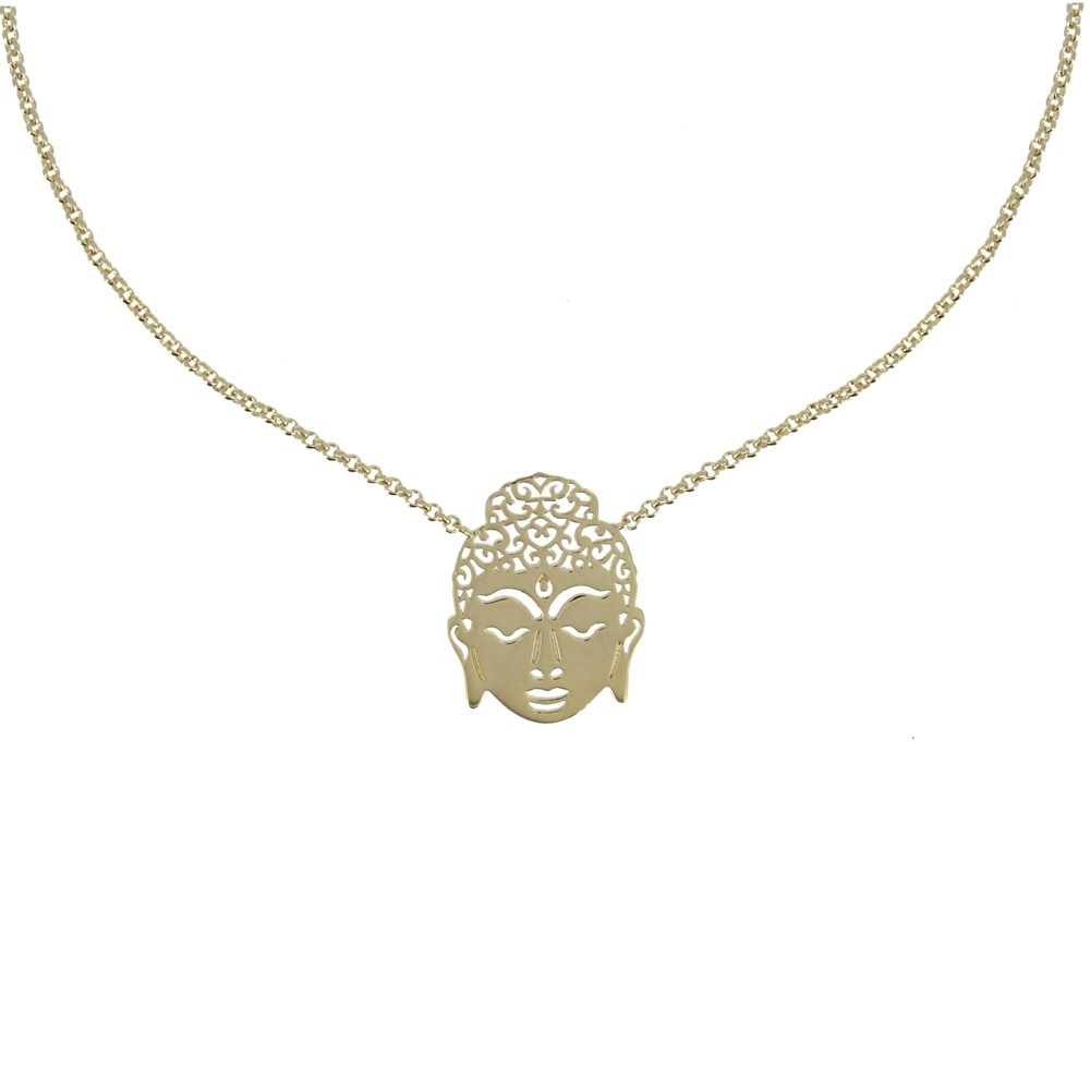 LES POULETTES BIJOUX Collier Plaqué Or Tête de Bouddha