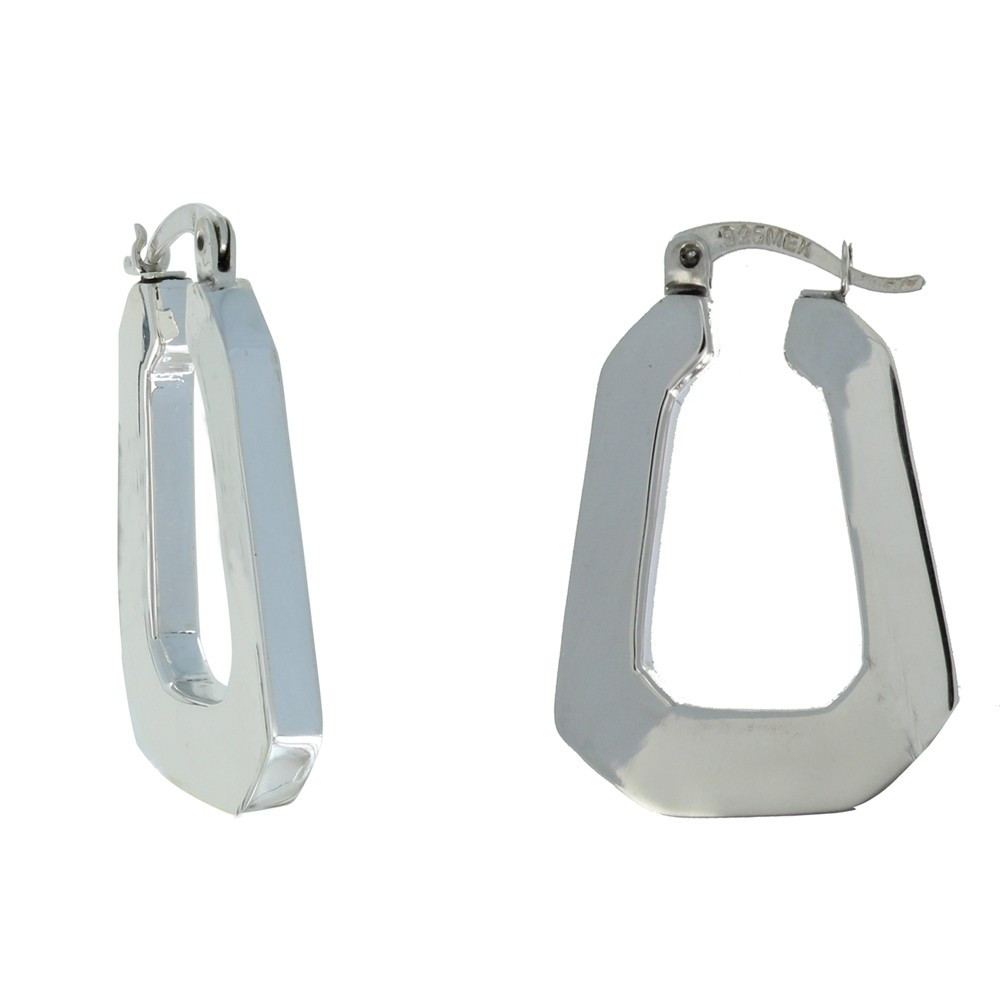 LES POULETTES BIJOUX Boucles d'Oreilles Argent Créoles Rectangle