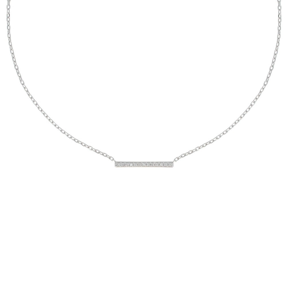 LES POULETTES BIJOUX Collier Argent Rhodié Barrette de Strass