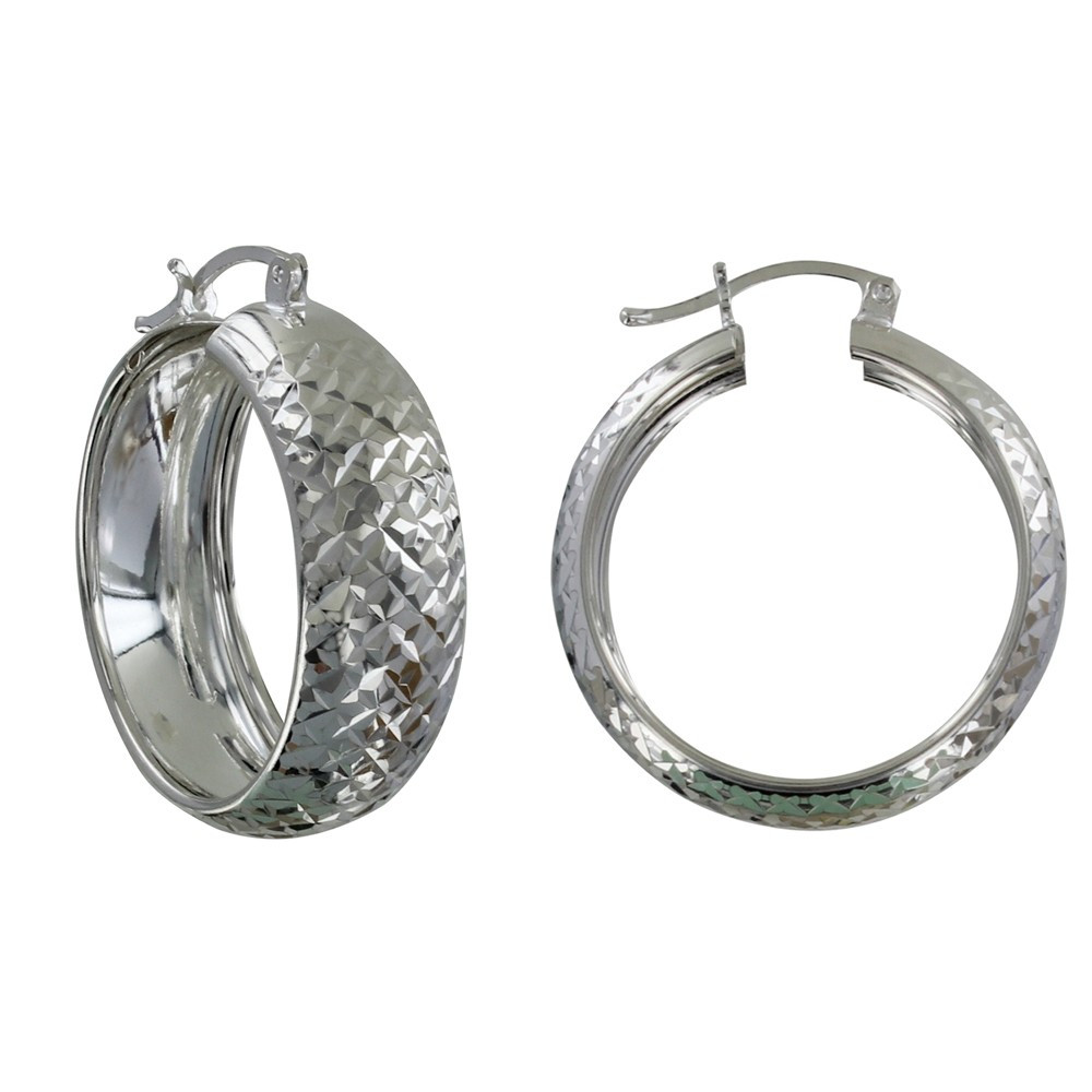 LES POULETTES BIJOUX Boucles d'Oreilles Argent Créoles Larges Quadrillées