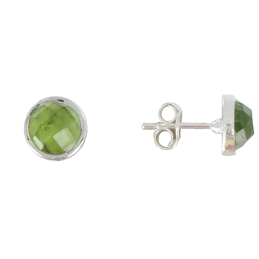 LES POULETTES BIJOUX V Boucles d'Oreilles Argent Puces Demi-Sphère de Péridot