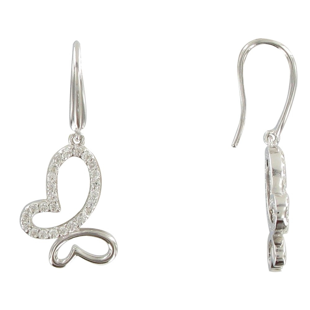 LES POULETTES BIJOUX V Boucles d'Oreilles Argent Papillon et son Aile de Strass