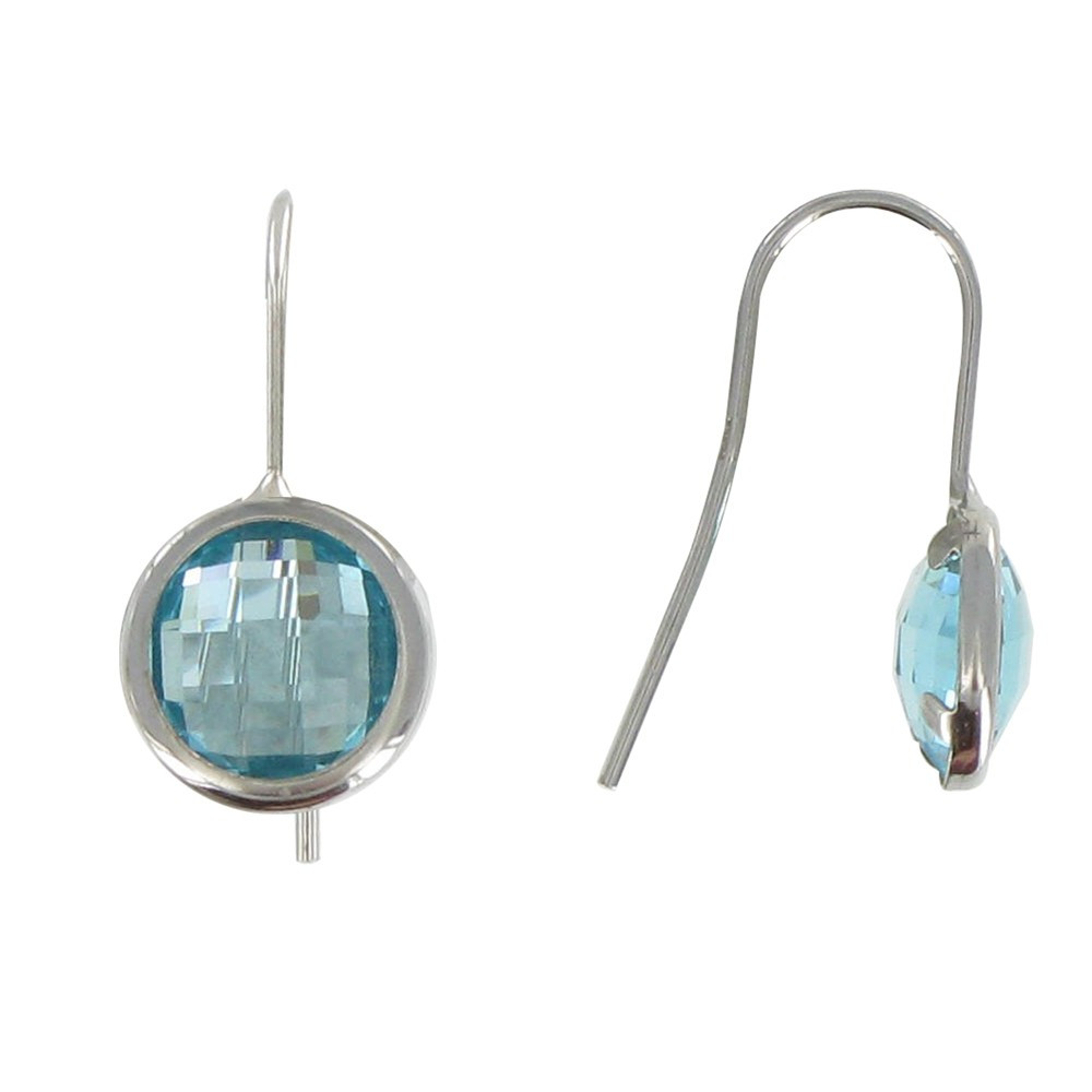 LES POULETTES BIJOUX V Boucles d'Oreilles Argent et Cercle Bleu