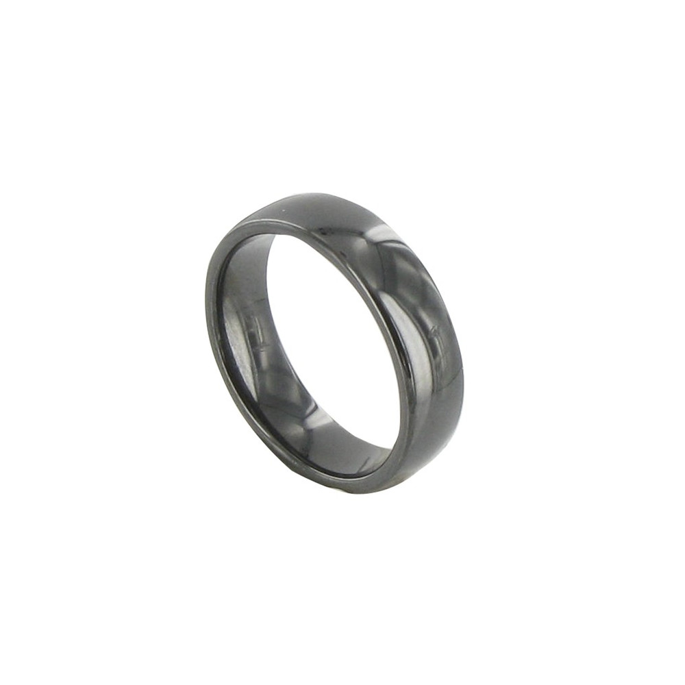LES POULETTES BIJOUX Bague Anneau Large de Céramique Noire - 6mm - taille 50