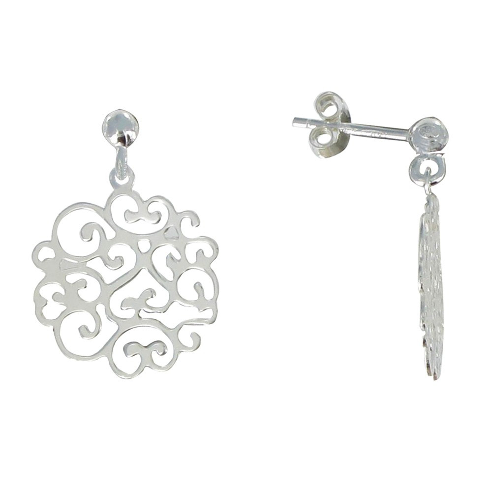 LES POULETTES BIJOUX Boucles d'Oreilles Argent Rosace Fleurie
