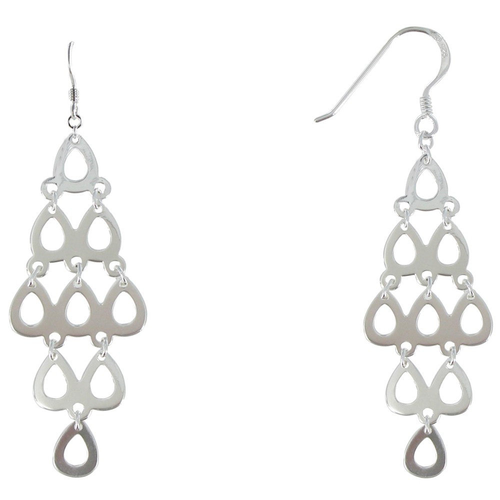 LES POULETTES BIJOUX Boucles d'Oreilles Argent Cascade Aquatique