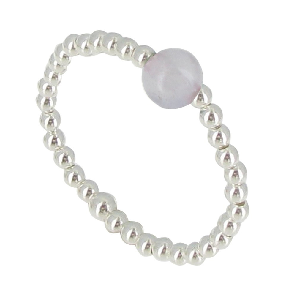 LES POULETTES BIJOUX Bague Bille Argent et Perle de Quartz Rose - taille 58