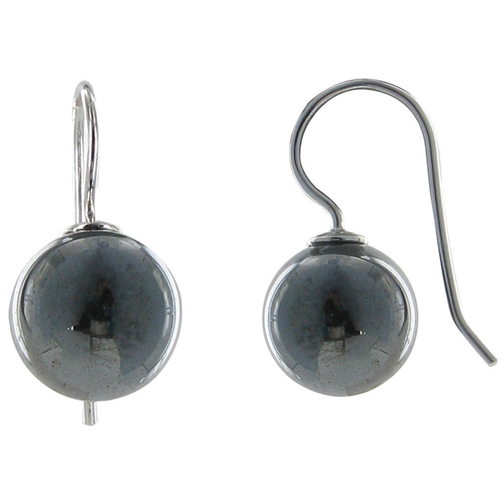 LES POULETTES BIJOUX Boucles d'Oreilles Argent Billes d'Hématite