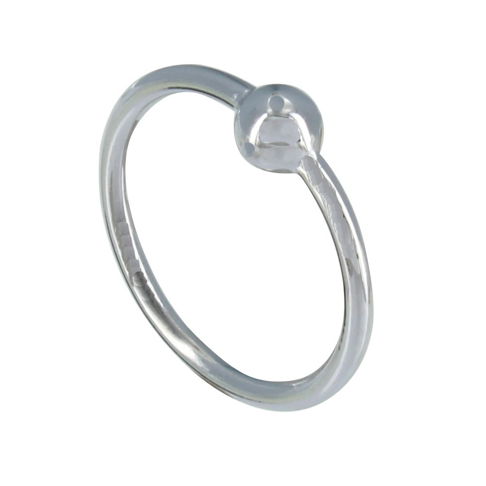 LES POULETTES BIJOUX Bague Argent 925 Rhodié et Une Perle - taille 50