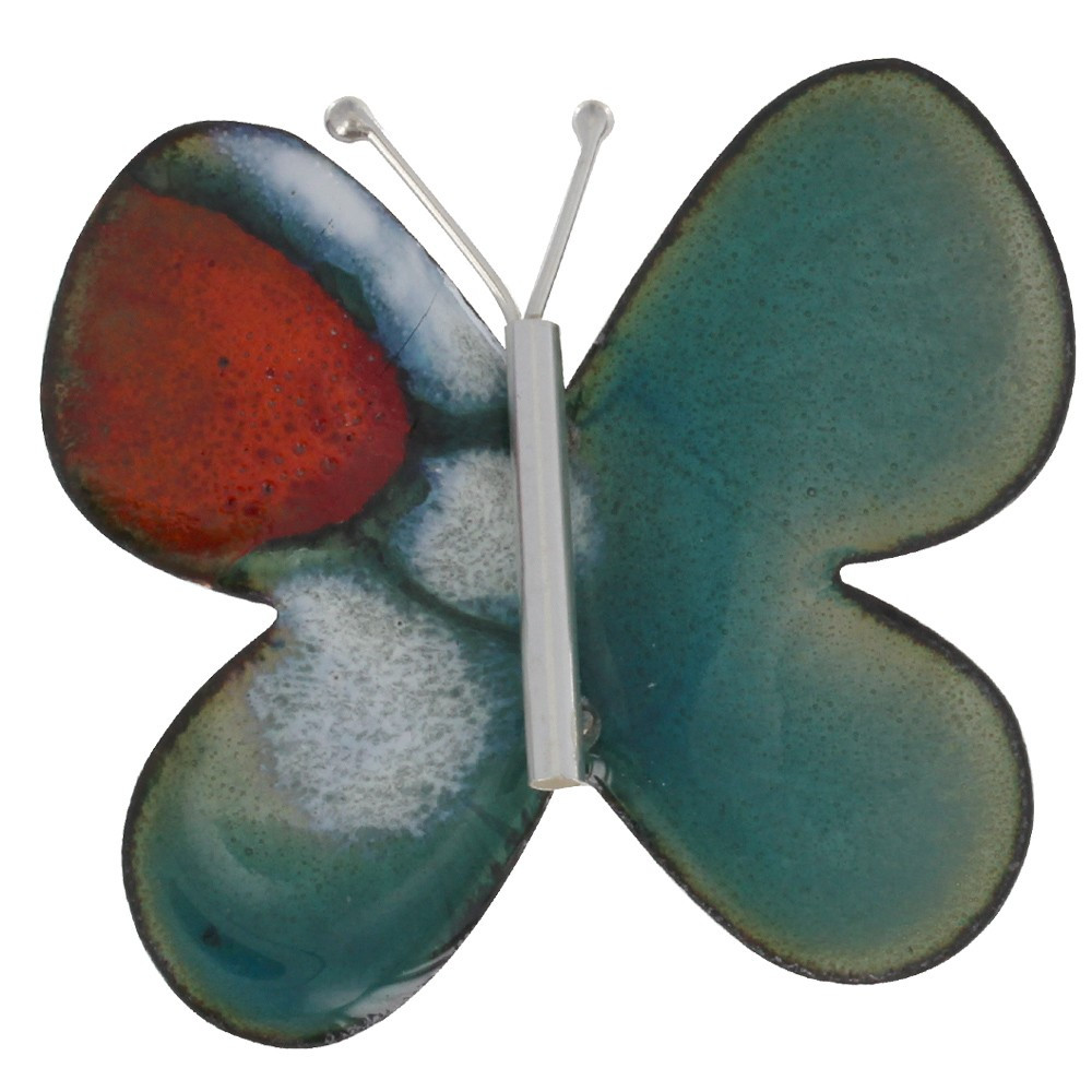 LES POULETTES BIJOUX Broche Papillon émaillé Bleu Vert