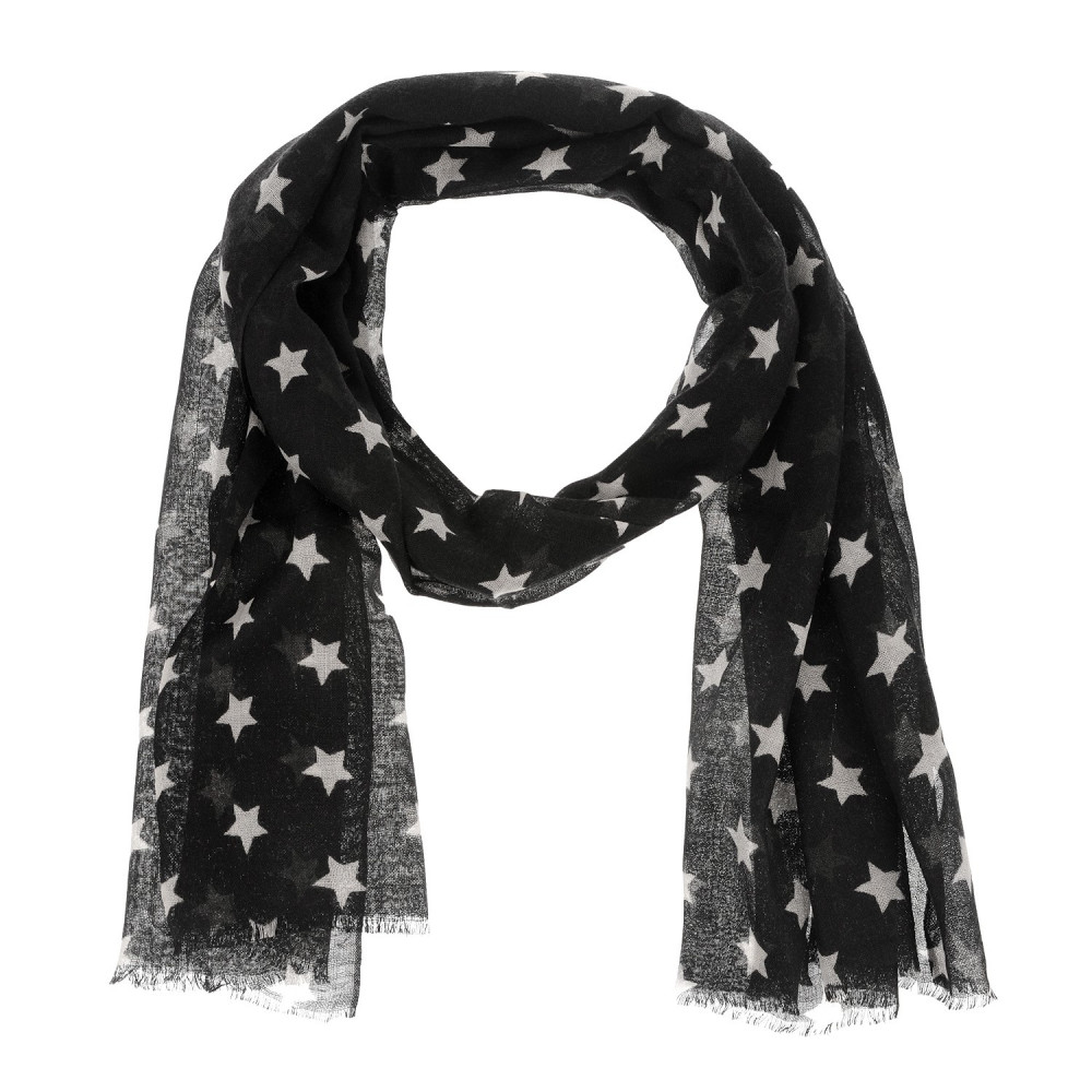 LES POULETTES BIJOUX V Foulard Etoiles 100% Laine Colors Eté - Noir