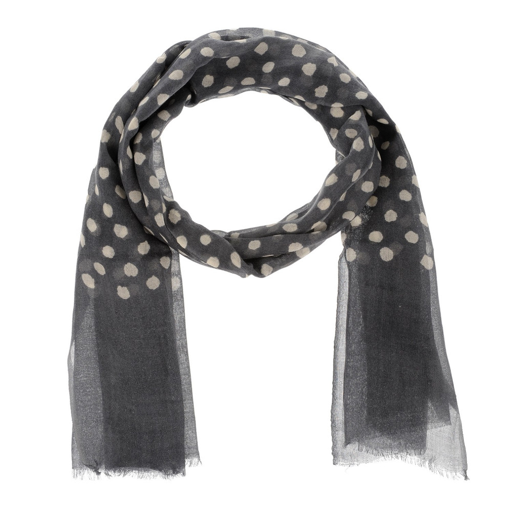 LES POULETTES BIJOUX V Foulard Pois 100% Laine Classics - Gris