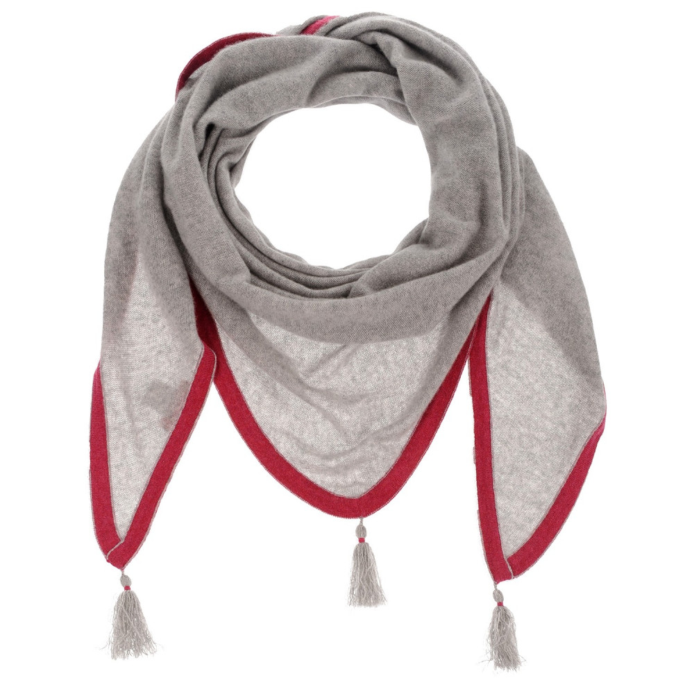 LES POULETTES BIJOUX Echarpe Triangle 100% Cachemire 2 Fils - Gris clair