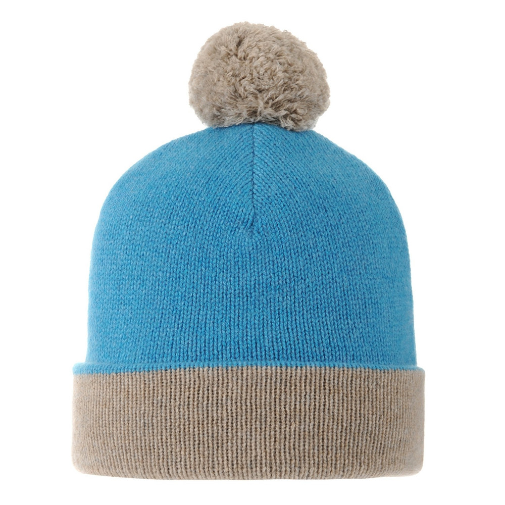 LES POULETTES BIJOUX Bonnet Pompon 100% Cachemire 6 Fils Bicolore Colors - Turquoise