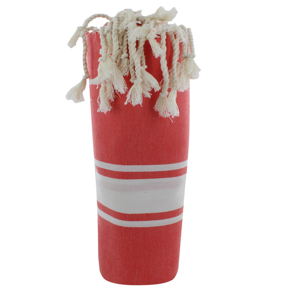 LES POULETTES BIJOUX Fouta Drap Plage et Hammam Coton Couleur Corail