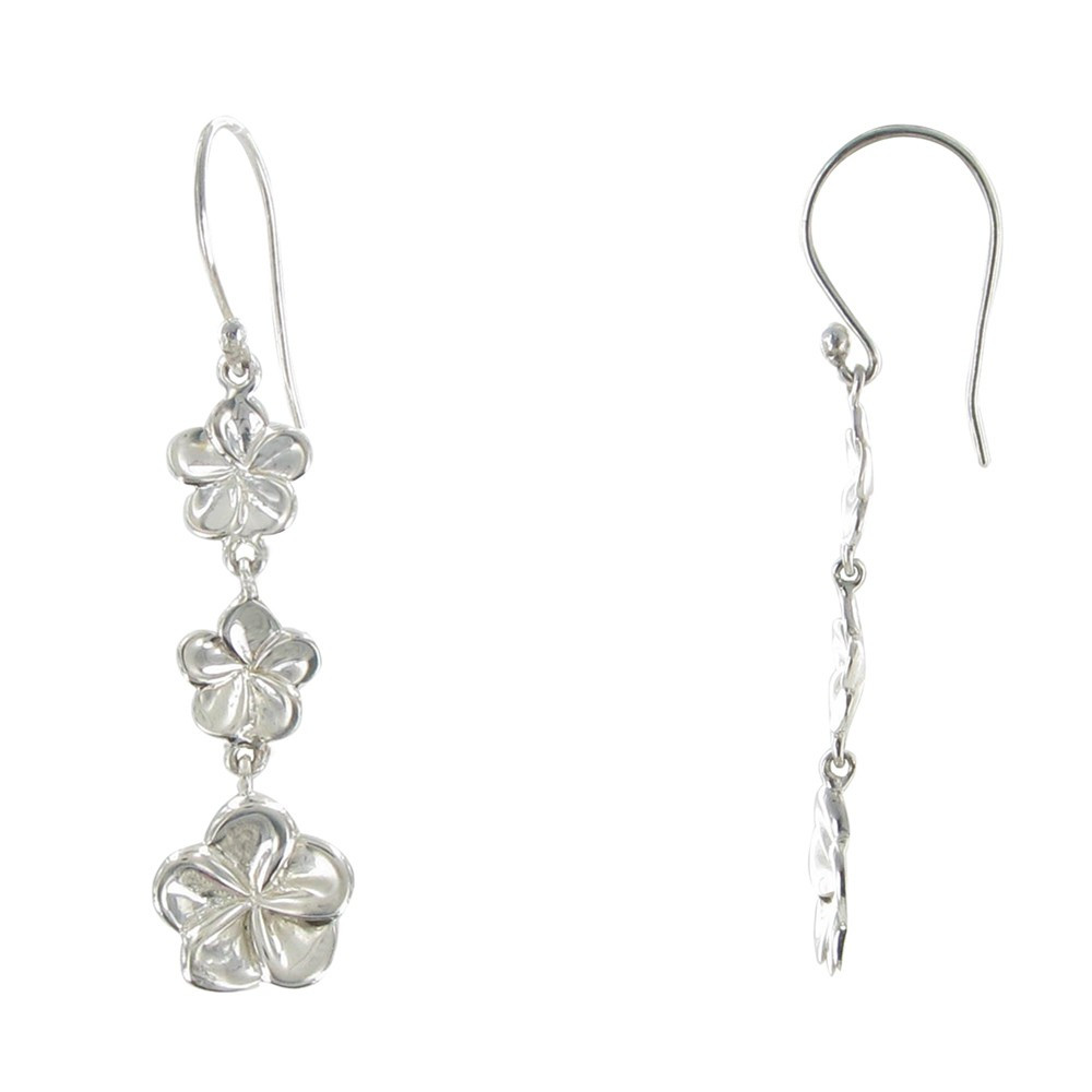 LES POULETTES BIJOUX Boucles d'Oreilles Argent Trois Fleurs