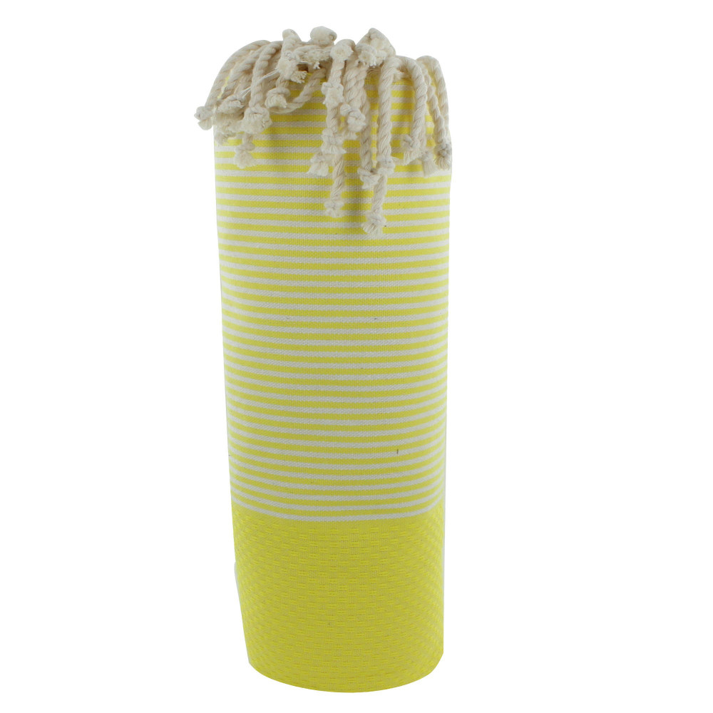 LES POULETTES BIJOUX - V Fouta Drap Plage et Hammam Coton Nid d'Abeille Jaune Citron