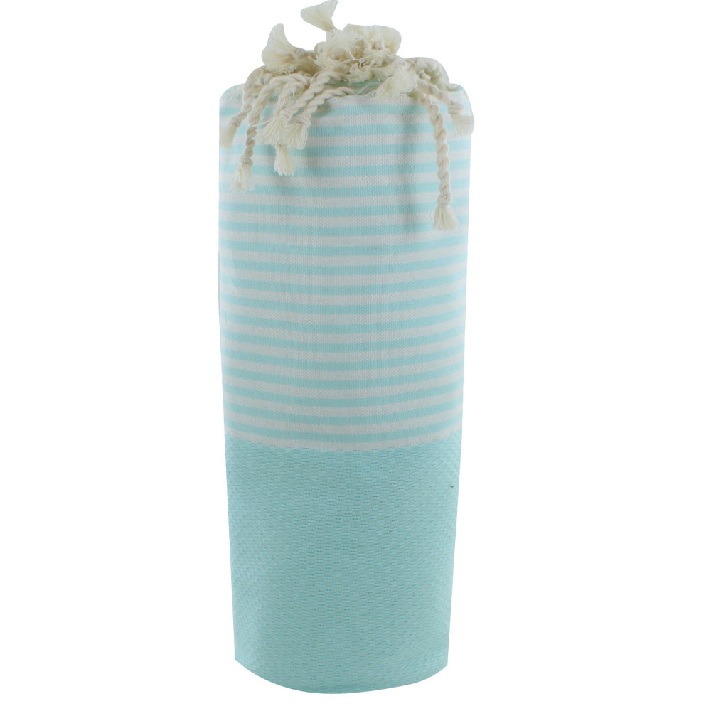 LES POULETTES BIJOUX V Fouta Drap Plage et Hammam Coton Nid d'Abeille Vert d'Eau Ray
