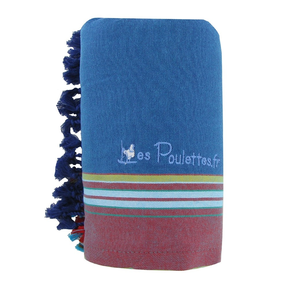 LES POULETTES BIJOUX Kikoy Serviette Plage Coton Couleur Bleu Pétrole Eponge Turquoi