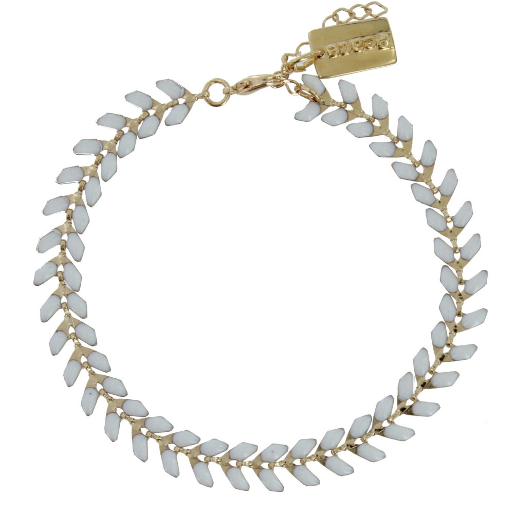 LES POULETTES BIJOUX - Bracelet Laurier Plaqué Or et Email - Classics - Blanc