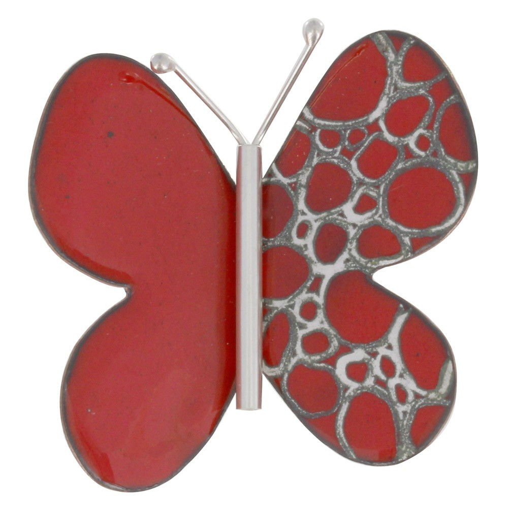 LES POULETTES BIJOUX Broche Papillon émaillé Rouge