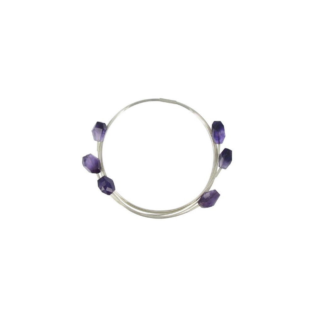 LES POULETTES BIJOUX X Collier Ras de Cou Argent et ses Six Perles d'Améthyste